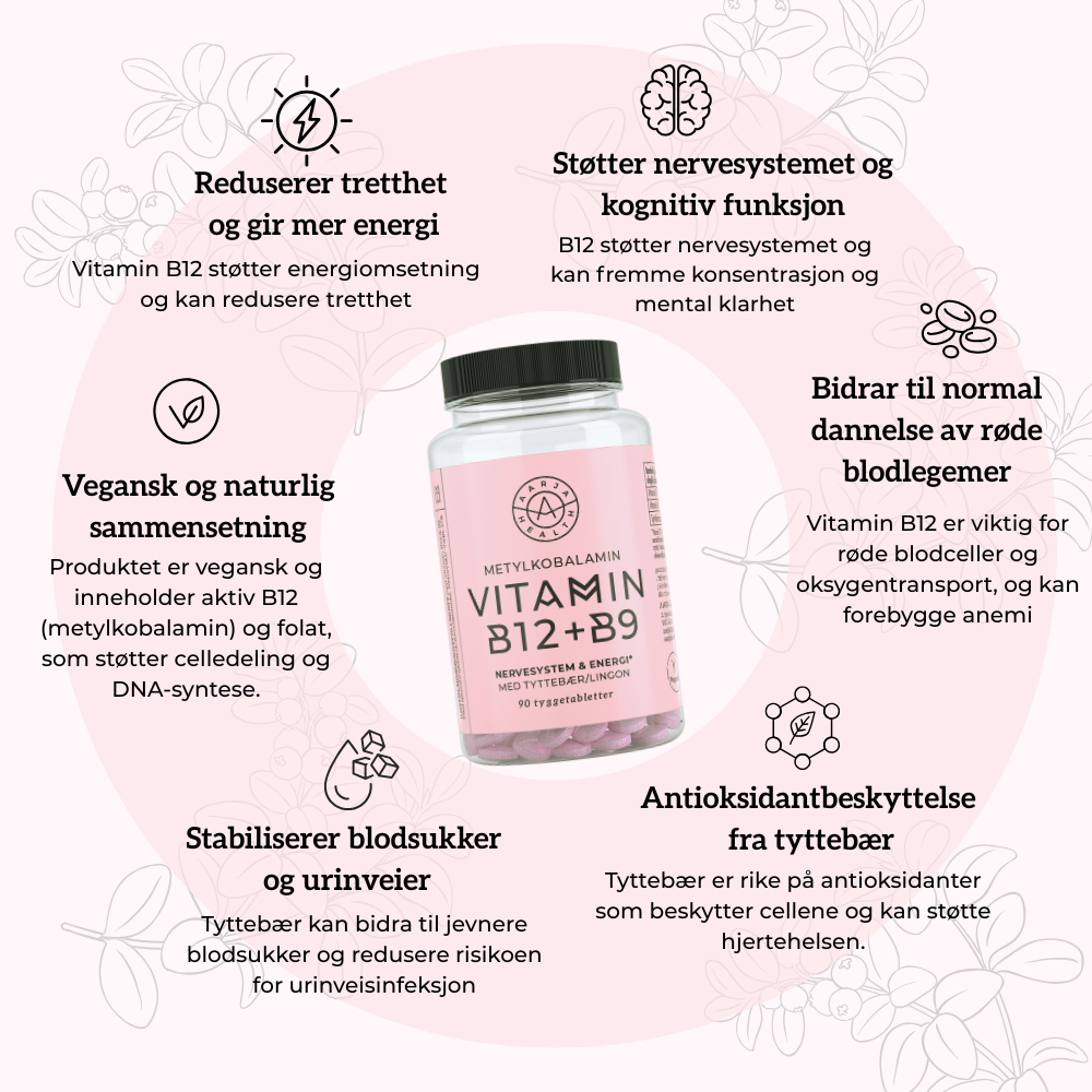 NATURLIG B12, FOLAT & TYTTEBÆR Aarja Health